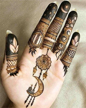 Mehndi Designs For Eid: Chand Mehndi Designs to Shine on Eid 5 Chand Mehndi Designs to Shine on Eid